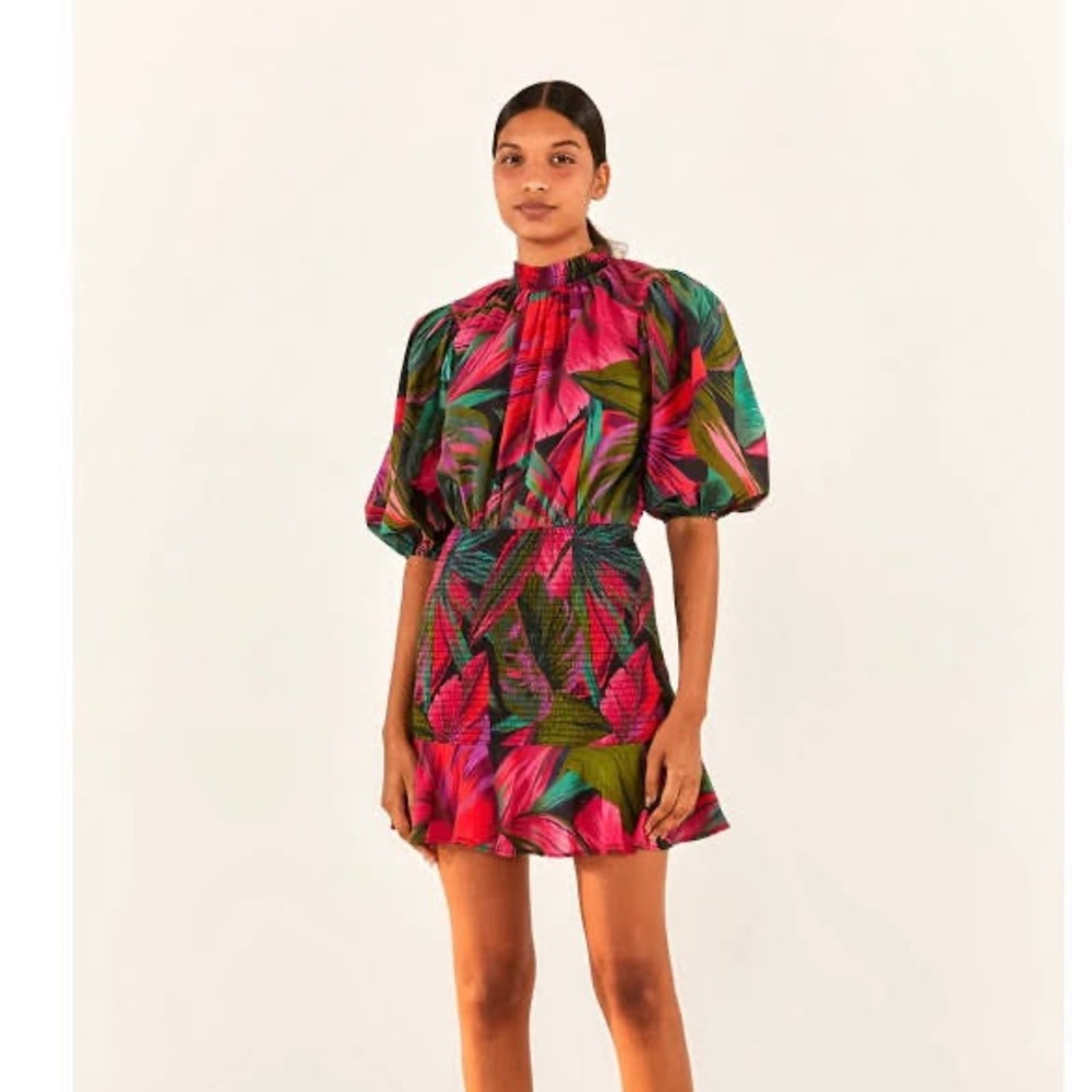 Farm Rio Midnight Leaves Mini Dress